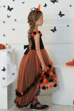 Dark Purple High Low Tulle Halloween Sukienka Dziewczyna z 3D Flower