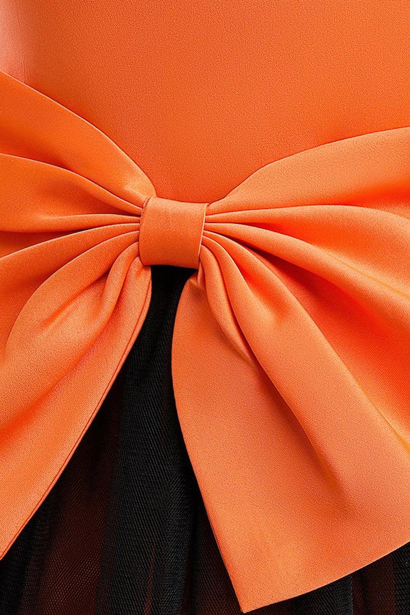 Załaduj obraz do przeglądarki galerii, Fioletowa czapka rękawy Linia Tiul Halloween Sukienka Dziewczyna z kokardą