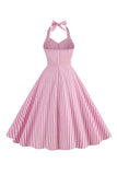 Sukienka Pink Stripes Halter Swing 1950