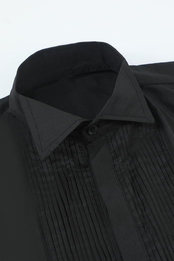 Czarna męska patchworkowa koszula z długim rękawem