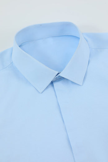 Męska jasnoniebieska koszula z solidnym długim rękawem