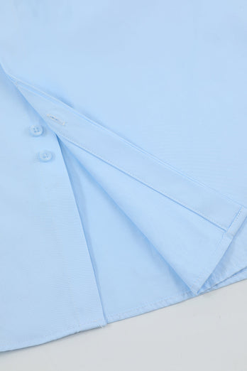 Męska jasnoniebieska koszula z solidnym długim rękawem