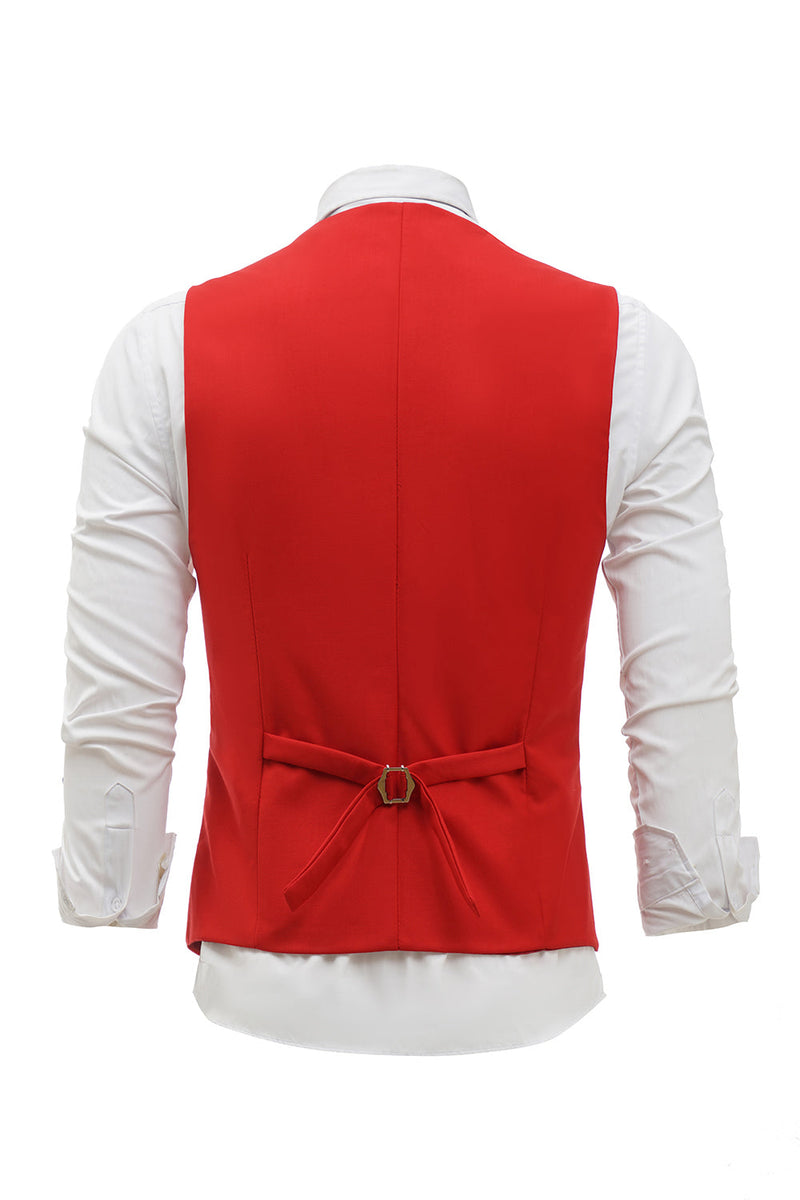 Załaduj obraz do przeglądarki galerii, Czerwona jednorzędowa szalowa kamizelka Lapel Men&#39;s Suit