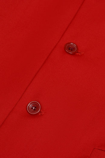 Czerwona jednorzędowa szalowa kamizelka Lapel Men's Suit