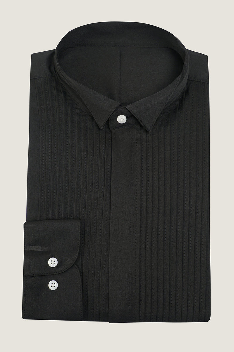 Załaduj obraz do przeglądarki galerii, Czarna koszula z długim rękawem Męska Koszula Garniturowa