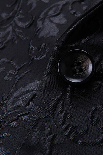 Czarny żakardowy szal Lapel Męskie 2-częściowe garnitury