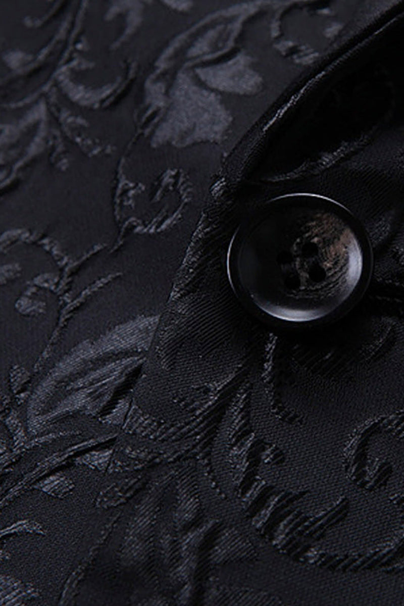 Załaduj obraz do przeglądarki galerii, Czarny żakardowy szal Lapel Męskie 2-częściowe garnitury