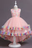 Załaduj obraz do przeglądarki galerii, Różowa High Low Boat Neck Flower Girl Dress