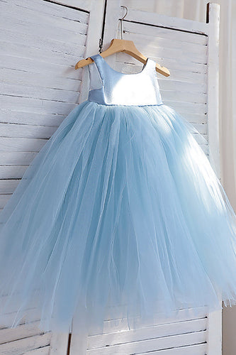 Tiulowa Niebieski Sukienki Dla Dziewczynek na Wesele