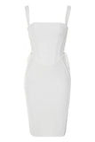 Bodycon Biała Sukienka Koktajlowa Ze Sznurowaniem