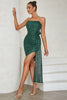 Załaduj obraz do przeglądarki galerii, Zielona Sukienki Koktajlowe Bez Ramiączek Z Falbankami