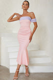 Blush Pink Strapless Mermaid Sukienka koktajlowa