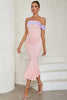 Załaduj obraz do przeglądarki galerii, Blush Pink Strapless Mermaid Sukienka koktajlowa