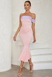 Blush Pink Strapless Mermaid Sukienka koktajlowa