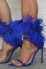 Załaduj obraz do przeglądarki galerii, Royal Blue Feather Spiczaste palce Sandały Stiletto