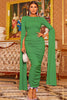 Załaduj obraz do przeglądarki galerii, Zielona Sukienki Wizytowe Z Długim Rękawem