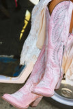 Dusty Rose Haftowane w połowie łydki Buty Boho Cowgirl