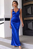 Załaduj obraz do przeglądarki galerii, Royal Blue Mermaid Sukienka Na Studniówkę Z Rozcięciem