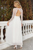 Załaduj obraz do przeglądarki galerii, Biała szyfonowa suknia ślubna z dekoltem w serek i długimi rękawami