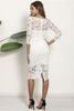 Załaduj obraz do przeglądarki galerii, Biała koronkowa sukienka midi z półrękawami