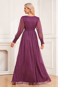 Długie rękawy Grape A Line Suknia dla matki panny młodej