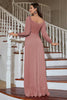 Załaduj obraz do przeglądarki galerii, Szaroniebieski Sukienki Z Długim Rękawem Na Wesele Dla Mamy