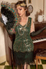 Załaduj obraz do przeglądarki galerii, Zielona Sukienki Lata 20 z Cekinami