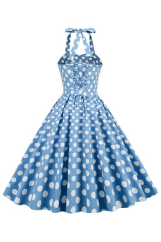 Niebieski Sukienka W Groszki Lata 50 Kantar