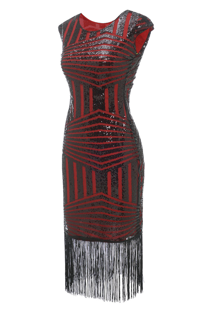Załaduj obraz do przeglądarki galerii, Czerwona sukienka z okrągłym dekoltem lata 20