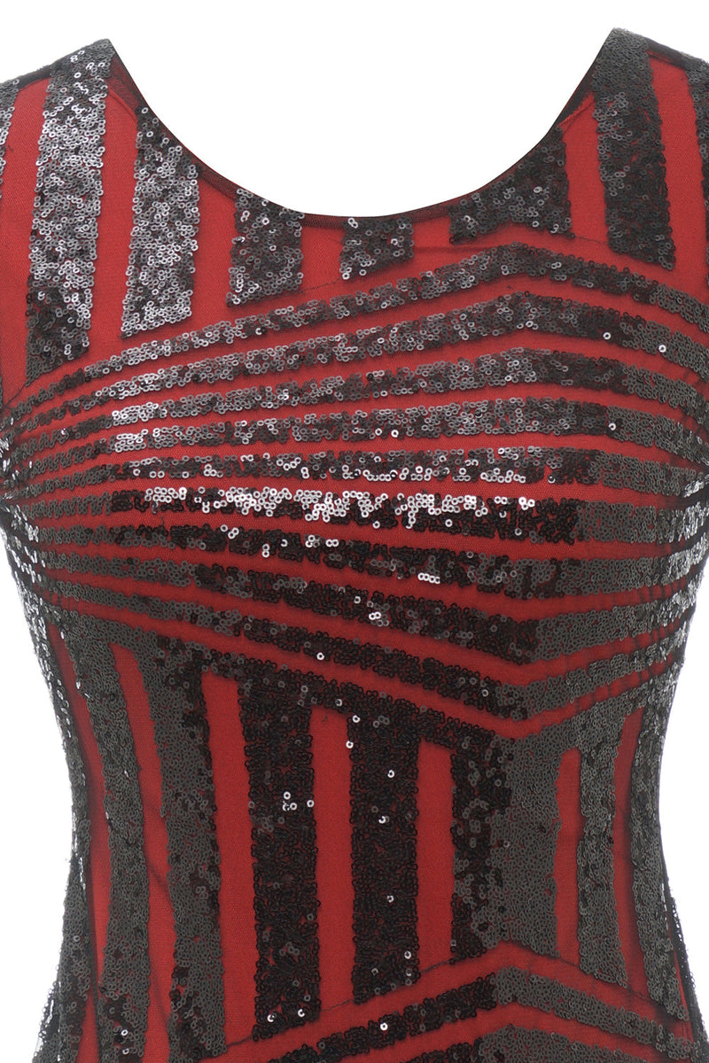 Załaduj obraz do przeglądarki galerii, Czerwona sukienka z okrągłym dekoltem lata 20