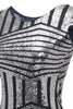 Załaduj obraz do przeglądarki galerii, Srebrna sukienka z okrągłym dekoltem lata 20
