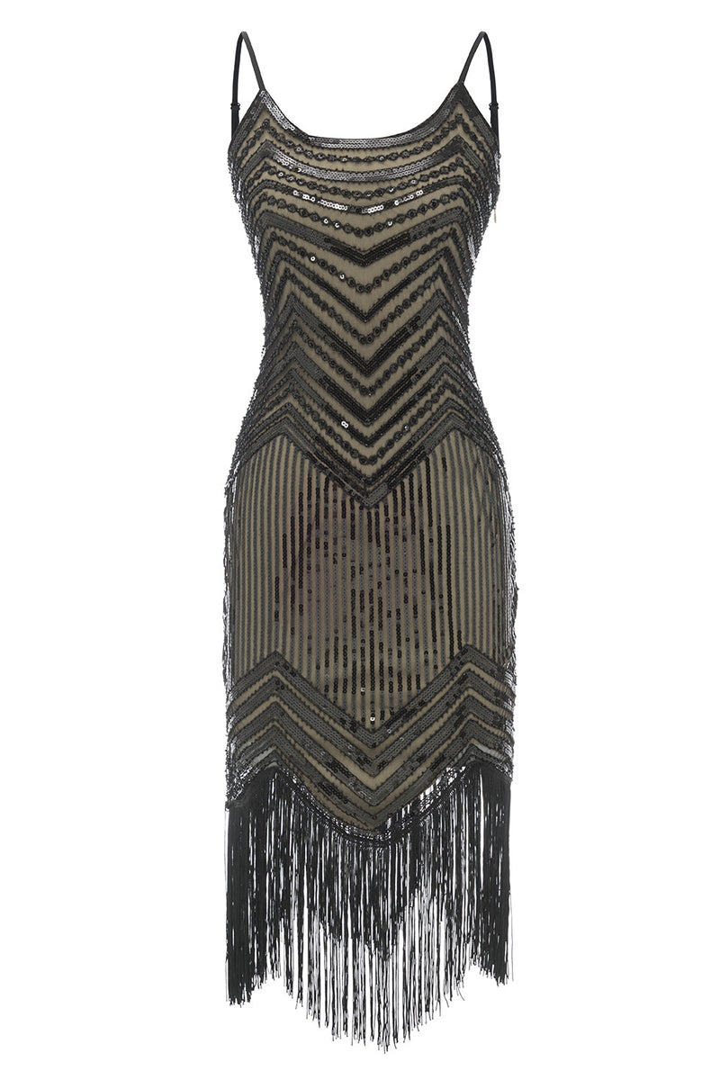Załaduj obraz do przeglądarki galerii, Cekinowa Sukienka Lata 20 z Frędzlami