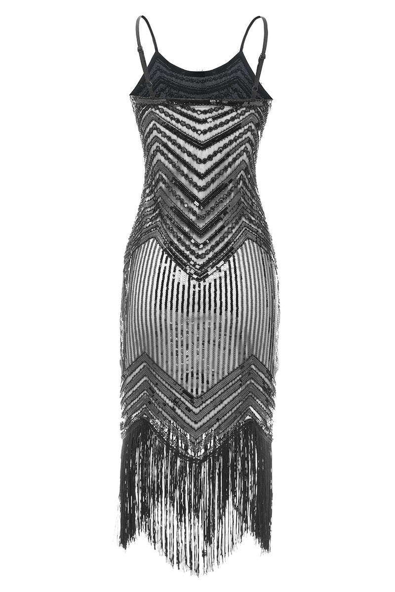 Załaduj obraz do przeglądarki galerii, Cekinowa sukienka z frędzlami Vintage 1920s