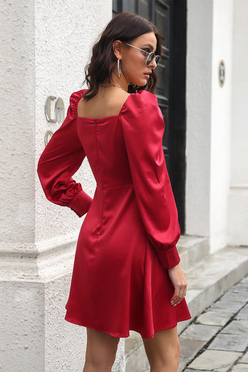 Burgundy Off Shouder Krótka sukienka na studniówkę