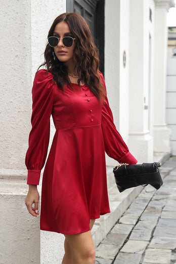 Burgundy Off Shouder Krótka sukienka na studniówkę