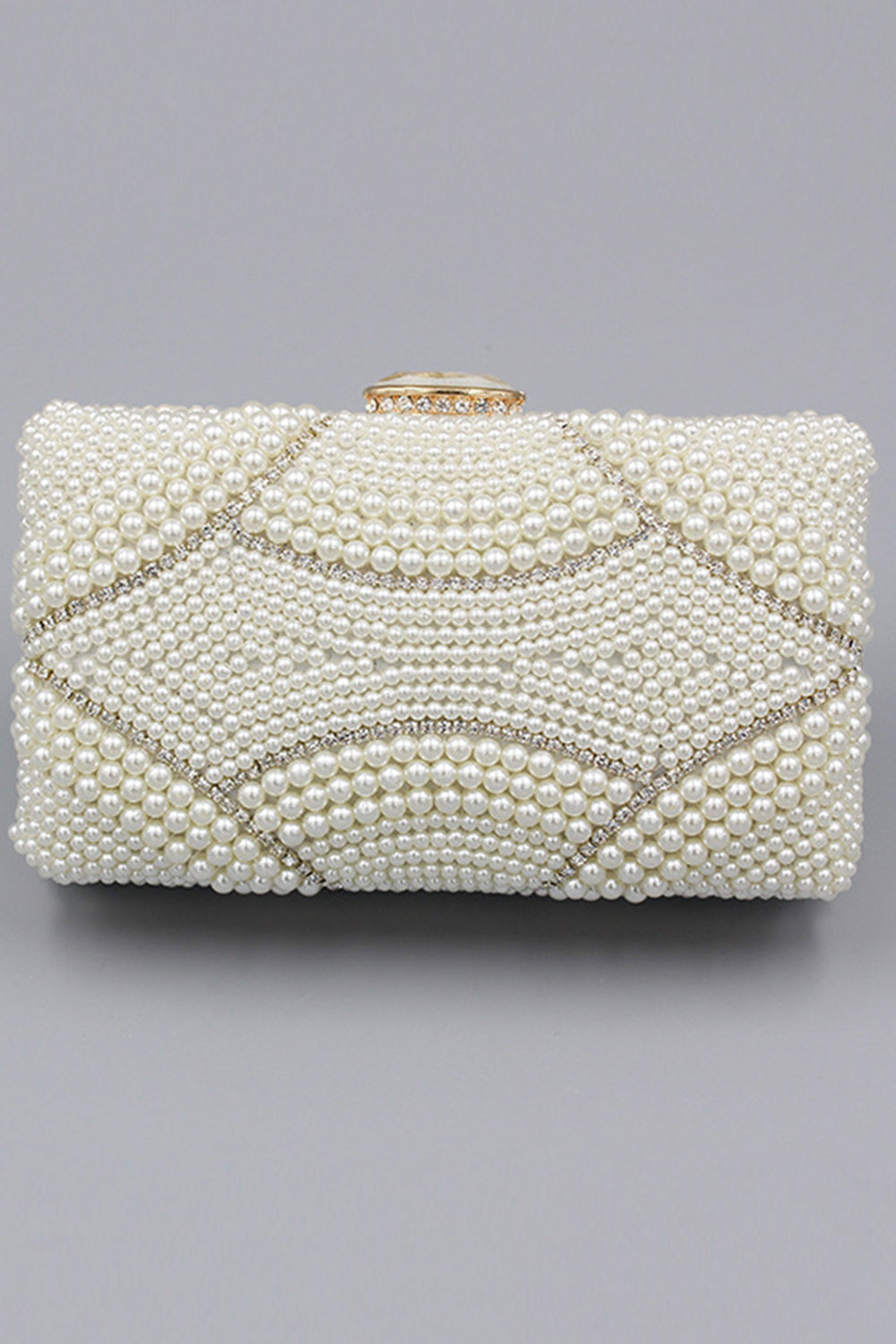 Ivory Beaded Pearls Party Clutch