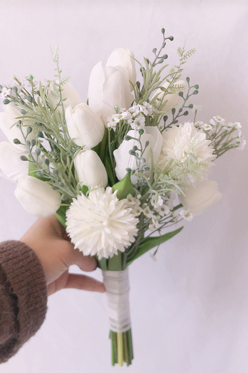 Załaduj obraz do przeglądarki galerii, Biały bukiet kwiatów lilii druhny