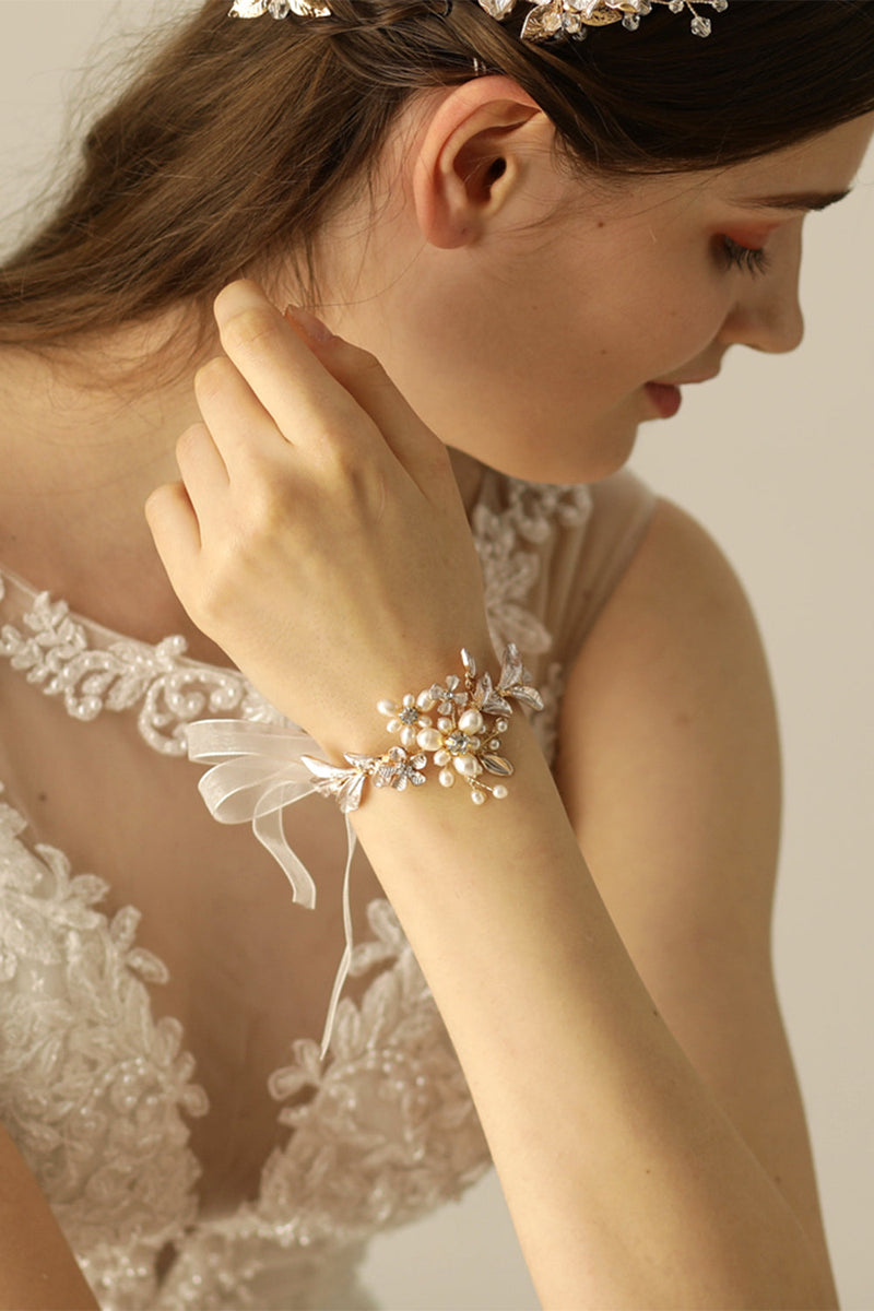Załaduj obraz do przeglądarki galerii, Słodkowodna perłowa opaska ślubna Biżuteria ślubna