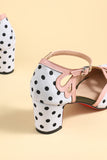 Retro Białe Czarne Buty w Groszki