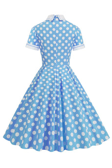 Hepburn Style Polka Dots Vintage Sukienka Z Krótkim Rękawem