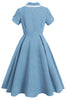 Załaduj obraz do przeglądarki galerii, Vintage Blue Solid 1950s Swing Dress