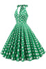 Załaduj obraz do przeglądarki galerii, Zielona Sukienka Lata 50 Kantar W Groszki