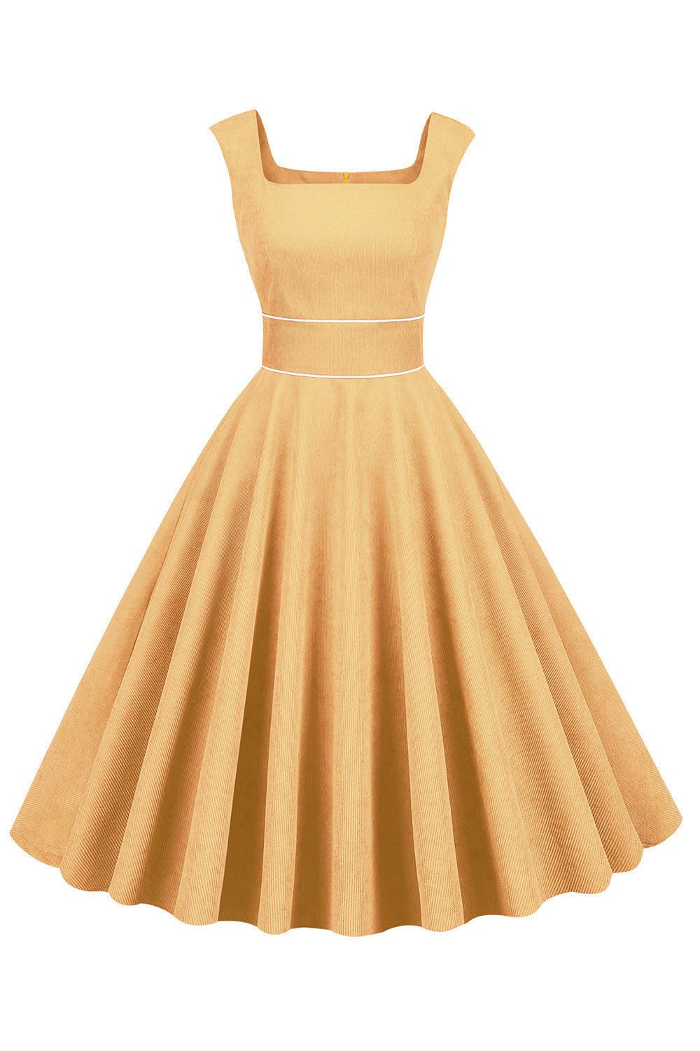 Żółta Sukienki Lata 50 z Kieszenie