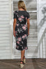 Załaduj obraz do przeglądarki galerii, Okrągły Dekolt w kwiatowy nadruk Czarna letnia sukienka