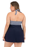 Plus Size Czarno-Białe Pasiaste Stroje Kąpielowe