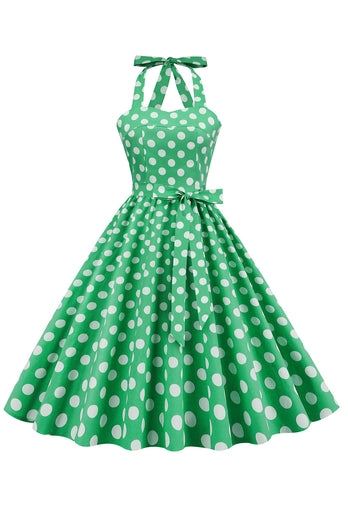 Zielona Sukienka Pin Up Lata 50 w Groszki