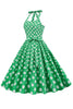 Załaduj obraz do przeglądarki galerii, Zielona Sukienka Pin Up Lata 50 w Groszki