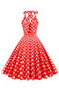 Załaduj obraz do przeglądarki galerii, Czerwona Sukienka Pin Up Lata 50 w Groszki