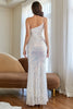 Załaduj obraz do przeglądarki galerii, Fioletowa Sukienka Cekinowe Na Jedno Ramię Długa Sukienka Na Studniówkę