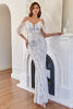 Załaduj obraz do przeglądarki galerii, Brokat Syrenka Biała Cekinowa Sukienka na Studniówkę